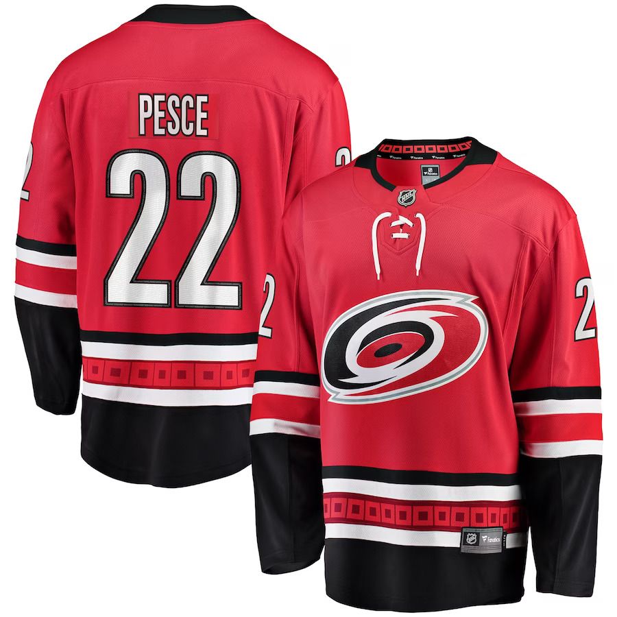 Men Carolina Hurricanes #22 Brett Pesce Fanatics Branded Red Breakaway Player NHL Jersey